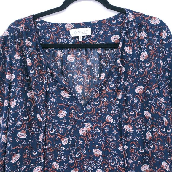 Where Are You From Multicolor Lightweight Sheer Floral Long Sleeve Blouse Small - Picture 14 of 15